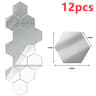 3D Hexagon Self Adhesive Mirror Wall Sticker Set 12