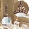 Vintage European Embossed Floral Handheld Makeup Mirror 8
