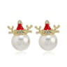 Trendy Christmas Rhinestone Pearl Stud Earrings 10