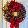 30cm Christmas Wreath With Lantern And Large Bow 6