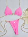 White Lace Up Bikini Set With Low Waist Bottoms 10