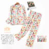 Women Warm Cartoon Pajama Set Long Sleeve Winter Sleepwear 17