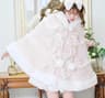 Women Hooded Double Layer Knitted Cape With Large Ribbon 13