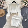 Elegant Harmony Knit Set Pullover  HighWaist Skirt TwoPiece Outfit Korean Style Sweater Set 1