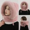 CozyShield Womens 3in1 Winter Thermal Plush Hood Scarf Mask Windproof EarProtection Hat 1