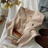 Vintage Embroidered Knit Cardigan Red  White RoundNeck Layering Jacket 4