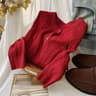 Vintage Embroidered Knit Cardigan Red  White RoundNeck Layering Jacket 7