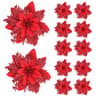 Festive Elegance 12Piece Artificial Poinsettia Christmas Flower Set  Glitter ClipOn Ornaments For T 9