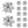 Festive Elegance 12Piece Artificial Poinsettia Christmas Flower Set  Glitter ClipOn Ornaments For T 6