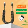 66W Fast Charging USBC Car Cable  Retractable TypeC To TypeC Power Cord For IPhone  Android 7
