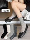 Womens Sheer Knee High Socks  Lightweight Sweet Style Stacked Socks For Summer 4 Pairs 9