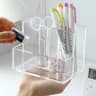 Clear Acrylic Desk Organizer Box With Divided Compartments  LargeCapacity Desktop Storage 8