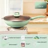 Giyoca TitaniumGold Nonstick Wok Pan With Composite Bottom  Glass Lid  Premium Everyday Frying Skil 6