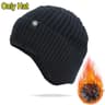 Mens Winter Hat With Visor Faux Fur Lined Knitted Bomber Cap With Earflaps 7