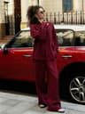 Bornladies Womens Wide Leg Pants Set  Lapel LongSleeve Shirt Elastic HighWaist Trousers Womens 2 Pi 10