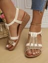 Bohemian Rhinestone Wedge Sandals For Women  Summer Platform Peep Toe Comfort Shoes 15