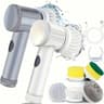 Cordless Electric Spin Scrubber With Long Handle  5 Brush Heads For Tile And Grout Cleaning 0