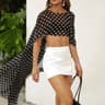 HighLow Sheer Polka Dot Kimono CoverUp Blouse For Women 8