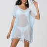Coastal Breeze Tassel Trim Beach Cover Up Dress  Sheer Mini Swimsuit Cover Up For Women 9