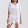 Coastal Breeze Tassel Trim Beach Cover Up Dress  Sheer Mini Swimsuit Cover Up For Women 3