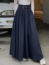 HighWaist Pleated Maxi Skirt  Vintage Korean Office  Holiday Swing Style 2