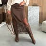 Elegant High Waist Lace Maxi Skirt  Boho Hollow Out Autumn Office Style 0