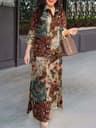 ZANZEA Vintage Floral Cotton Maxi Shirt Dress  Oversized Autumn Lapel Sundress 2