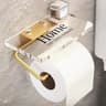 Luxury Gold Toilet Paper Holder With Shelf  No Drill Wall Mounted Bathroom Organizer 9