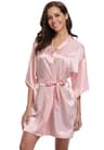 Luxury Navy Blue Silk Kimono Robe  Elegant Bridesmaid Satin Robe  Womens Dressing Gown 10