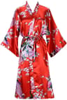Floral Satin Bridesmaid Robe  Short Kimono Wedding GettingReady Robe For Women 5