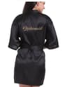 Gold Letter Satin Bridal Robe  Short Wedding Kimono For Getting Ready 7
