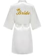 Gold Letter Satin Bridal Robe  Short Wedding Kimono For Getting Ready 9
