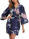 Elegant Satin Silk Bridesmaid Robe  Crane Print Kimono Bathrobe For Wedding Mornings 2