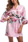 Elegant Satin Silk Bridesmaid Robe  Crane Print Kimono Bathrobe For Wedding Mornings 5