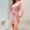 SilkLuxe LaceUp Ice Silk Robe  Lightweight Womens Summer Pajama Robe  Sexy Lace Bathrobe 4