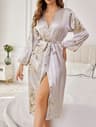 Elegant AllSeason Floral Silk Robe For Women  Luxury Silk Robe Loungewear 4