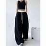 Y2K Gothic Wide Leg Cargo Pants For Women  Adjustable Drawstring Streetwear Trousers 3