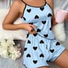 SweetDream Ice Silk Womens Pajama Set  Cute Heart Print Pajama Set With Cooling Summer Loungewear S 2