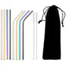 Rainbow Reusable Metal Straws Set With Cleaning Brush  Premium Stainless Steel Drinking Straws For  16