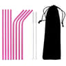Rainbow Reusable Metal Straws Set With Cleaning Brush  Premium Stainless Steel Drinking Straws For  12