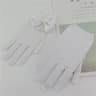 Girls White Lace Flower Girl Gloves With Pearl Bow For Communion  Wedding 5
