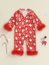 Reindeer Fleece Footed Sleeper For Babies  Toddlers  Hooded Christmas Zip Pajamas 0