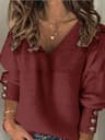 ComfortEase Plus Size VNeck Sweater  Soft Ribbed Knit Oversized Pullover For Women 2