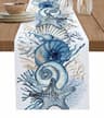 Coastal Linen Table Runner With Coral  Conch Design  Summer Beach Dining Decor 6