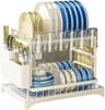 SpaceSaving 2Tier Dish Drying Rack With Drip Tray Organizer 7