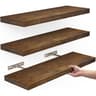 Rustic Wooden Floating Wall Shelf With Hidden Brackets 8
