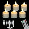 USB Rechargeable LED Tea Lights With Remote Control Timer And Flickering Flameless Candles 6