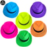 Neon Glow Fedora Party Hats UV Reactive Blacklight Party Hats 6