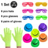 Neon Glow Fedora Party Hats UV Reactive Blacklight Party Hats 10