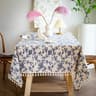 Vintage Blue Pattern Cotton Linen Rectangle Tablecloth Washable Dining Table Cover 10